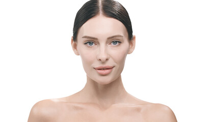 A woman with radiant skin smiles confidently, embodying beauty, skincare, and self-care ideals....