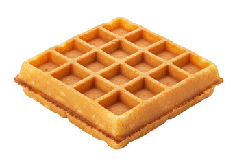 Golden waffle isolated on a clean background, delicious breakfast food item PNG