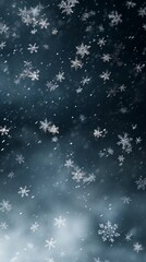 falling snowflakes, soft snow, winter background, white and transparent snow crystals