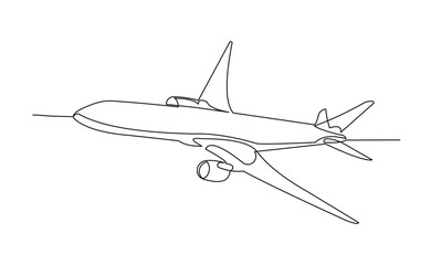Continuous line of airplane air craft aero modeling. Single line sketch drawing editable stroke of jet plane aero modeling remote control. Vector illustration
