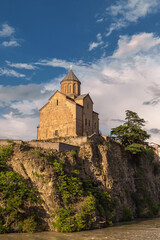 Fototapeta premium Ancient Metehi church in old town Tbilisi, Georgia