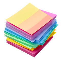 Vibrant Colorful Stack of Notes on Transparent Background for Creativity and Organization
