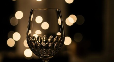 Close up of Detailed Glassware Reflecting Warm Festive Bokeh