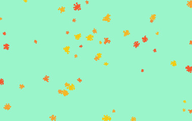 Abstract mint green background with orange irregular shapes and modern art