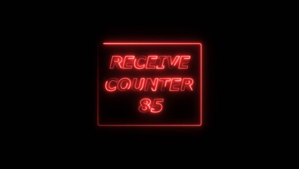 Receive counter 83 number neon bright rectangle frame red color 4k illustration. Contract office Tecnology background 4k illustration.