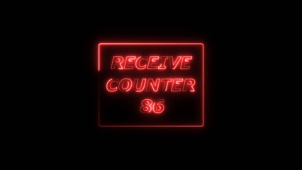 Receive counter 85 number neon bright rectangle frame red color 4k illustration. Contract office Tecnology background 4k illustration.