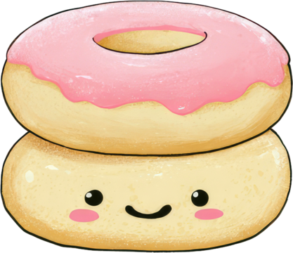 Cute Stacked Donuts with Pink Frosting and Smiling Faces.