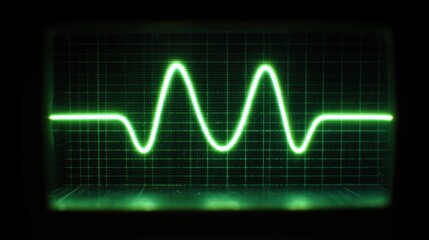 Close-Up of Classic Analog Oscilloscope Displaying Waveform Pattern on Screen