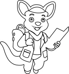 Cute Cartoon mouse with Backpack and Map Vector Illustration