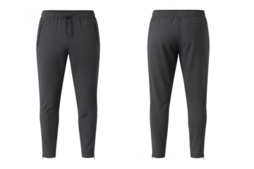 Elegant gray training pants isolated on a transparent background, sporty apparel