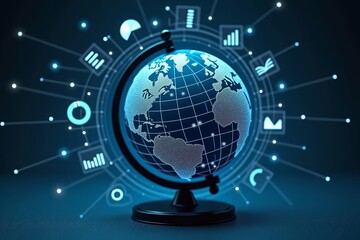 The Global Data Analysis and Insights Displayed on Rotating Globe Model