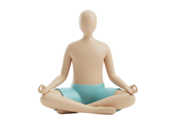 Yoga pose mannequin isolated on transparent background, meditation and mindfulness concept PNG