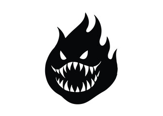 haunted flame jaw silhouette vector icon