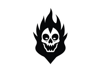 haunted flame mask skull silhouette vector icon