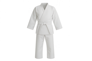 White Karate Gi, traditional uniform isolated on transparent background, martial arts