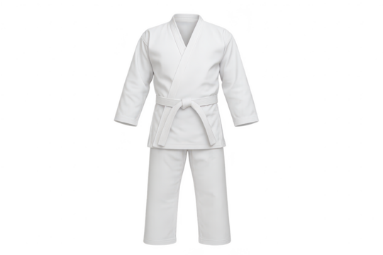 White karate gi uniform isolated on transparent background, martial arts clothing