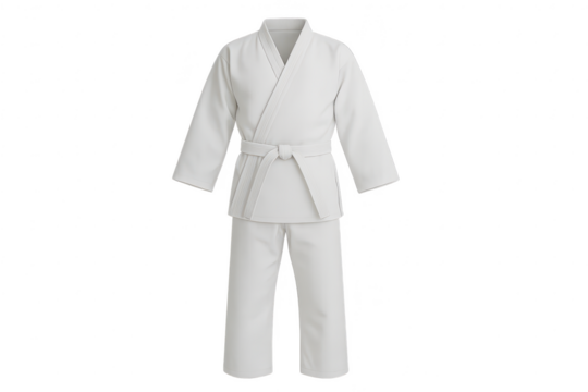 White Karate Gi, traditional uniform isolated on transparent background, martial arts