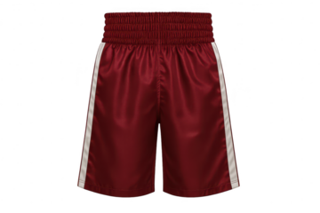 Maroon boxing shorts isolated on transparent background, athletic apparel