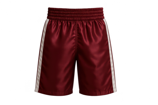 Maroon boxing shorts isolated on transparent background, athletic apparel - Powered by Adobe