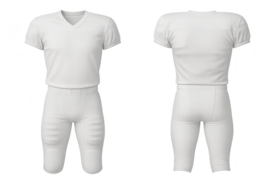 White American football uniform isolated on a transparent background studio shot