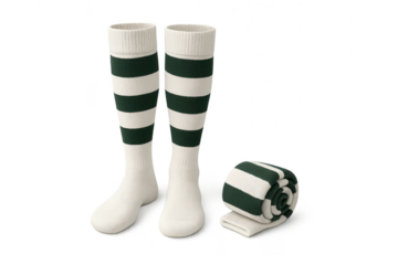 Pair of striped sports socks isolated on a transparent background, apparel