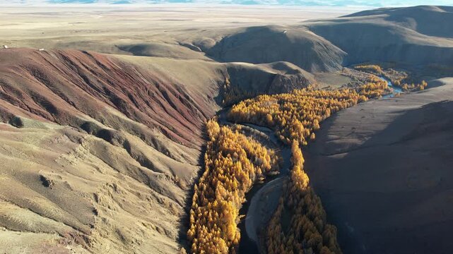 flight in Gorny Altai in autumn, Russia September