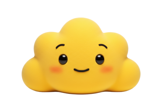 Cute yellow cloud with smiling face isolated PNG, cartoon character for kids design