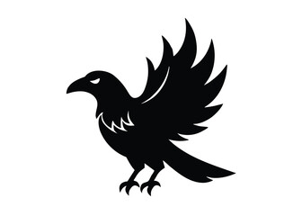 haunted raven flame silhouette vector icon