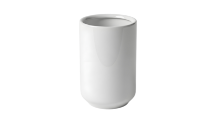 Elegant white ceramic cylindrical vase, a sleek and minimalist design object, perfect for modern home decor or as a standalone decorative piece, isolated on a pristine background