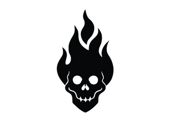 haunted spirit flame skull silhouette vector icon