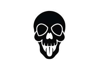 haunted tongue skull silhouette vector icon