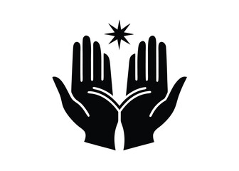 palm reading silhouette vector icon