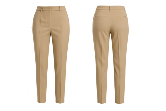 Transparent background isolated shot of women's beige business pants