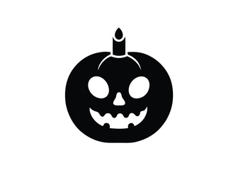 pumpkin candle skull silhouette vector icon