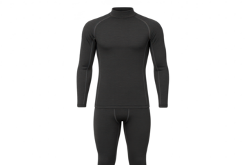 Men's dark grey thermal base layer set isolated on transparent background