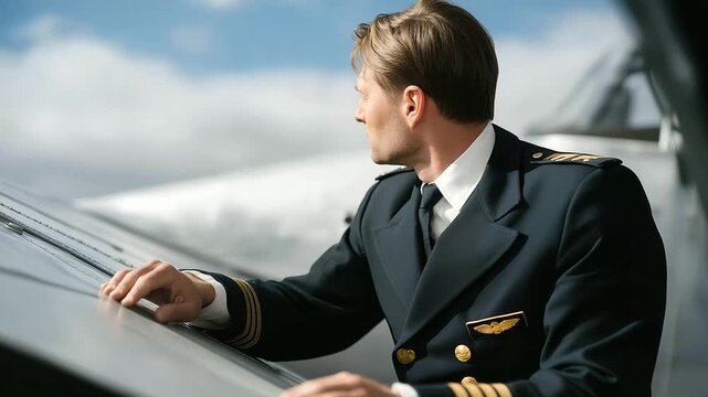A pilot performing a walk-around inspection, closely examining control surfaces, fuel caps, and pitot tubes, symbolizing thoroughness, professional responsibility, and safety-first aviation