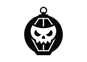 pumpkin lantern skull face silhouette vector icon