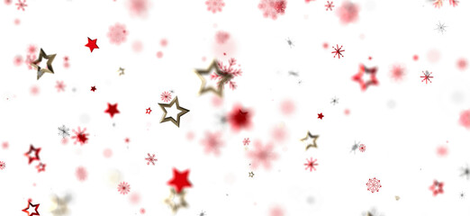 Festive background with red and gold stars and snowflakes. Perfect for Christmas, New Year, and winter holidays.