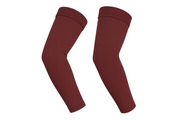 Pair of burgundy sports arm sleeves isolated on transparent background