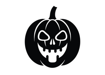 pumpkin tongue skull silhouette vector icon
