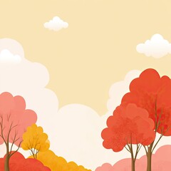 Autumn landscape with colorful trees and clouds