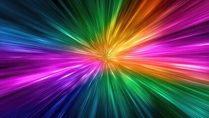 Abstract burst of colorful rays radiating outwards from a central point, a vibrant display