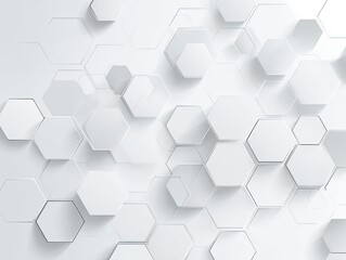 Fototapeta premium Abstract white background featuring layered 3D hexagons with shadows for a modern look