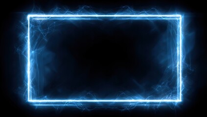 Glowing electric blue rectangular frame with wavy energy on black background