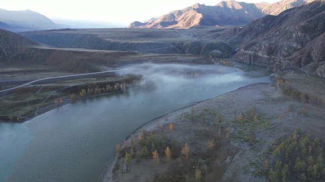 flight in Gorny Altai in autumn, Russia September