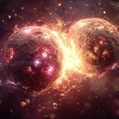 Two fiery planets collide in a cosmic explosion