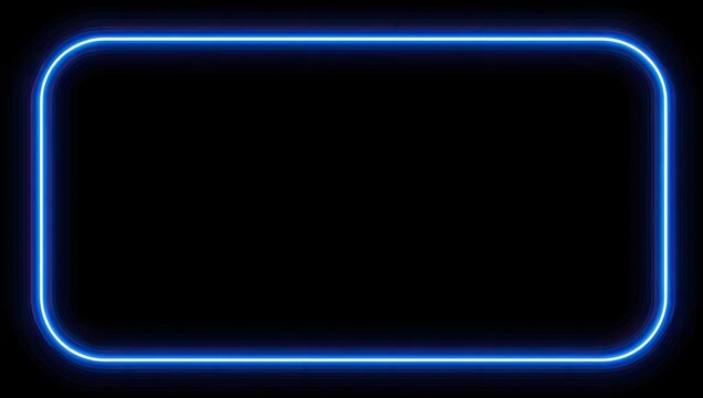 A glowing, rounded-rectangle of bright blue light set against a stark black background