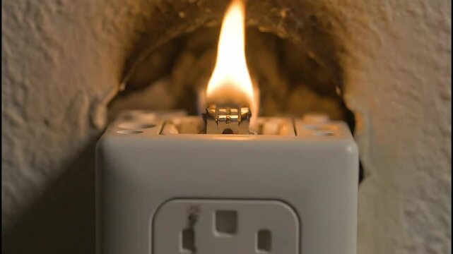 Electrical Outlet Fire Sequence Demonstrating the Progression of a Building Hazard