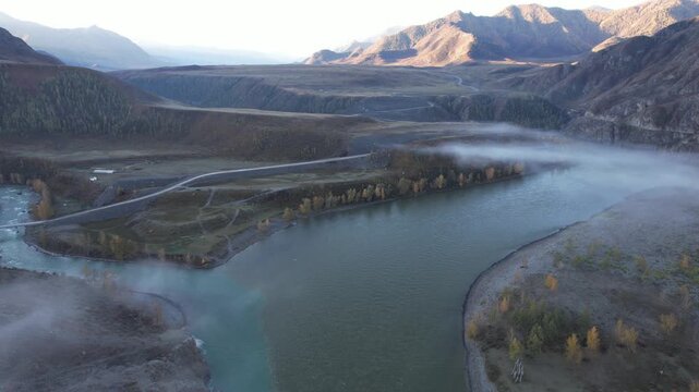 flight in Gorny Altai in autumn, Russia September