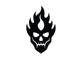 skeleton flame mask silhouette vector icon